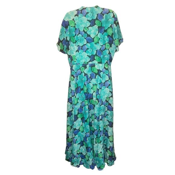 DYVNA Blue Tonal Leaves Button Front Midi Dress NWT Size Large - Picture 5 of 8